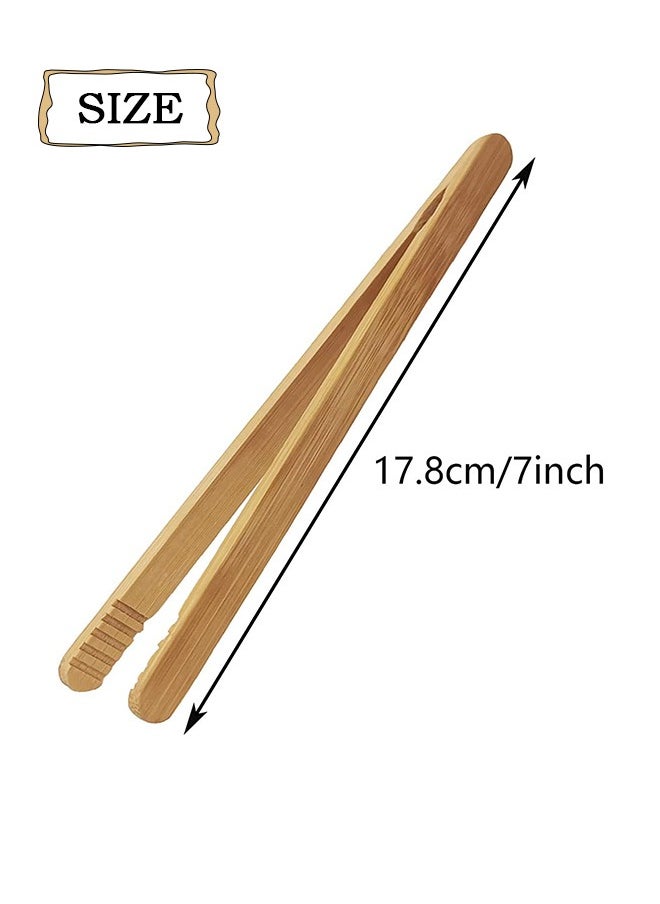 3 Pcs Bamboo Kitchen Utensil Tongs, Reusable Bamboo Tongs, for Toast Bread Pickles Fruits Tea
