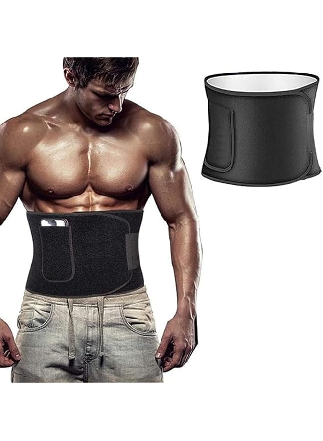 S-TOP Waist Trainer for Women and Men Waist Trimmer Belt with Phone Bag and Sweat Band Sauna Suit Sweat Workout Belly Band Stomach Shaper for Enhanced Sweating Reduce Belly Fat Waistline Size M - Image 1