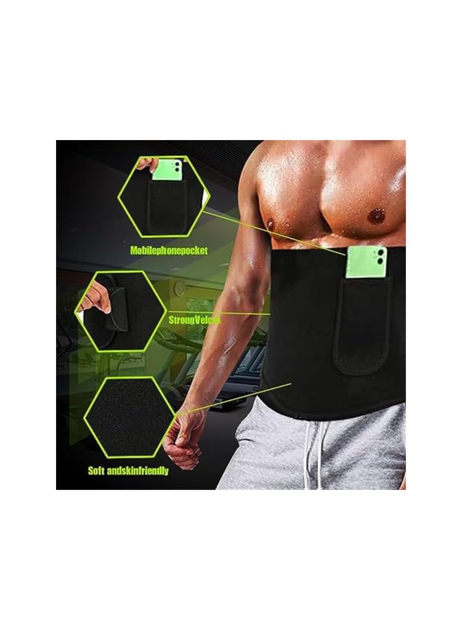 S-TOP Waist Trainer for Women and Men Waist Trimmer Belt with Phone Bag and Sweat Band Sauna Suit Sweat Workout Belly Band Stomach Shaper for Enhanced Sweating Reduce Belly Fat Waistline Size M - Image 3