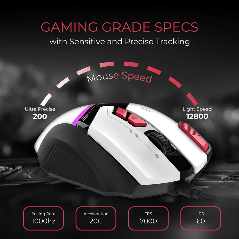 EvoFox Blaze Ultra Value 8 Button Programmable Gaming Mouse with 1000Hz Polling Rate | Gaming Grade DPI 200 to 12800 | Ultra-Responsive 7000fps | RGB Lights with Music sync Mode | Windows Software - Image 2