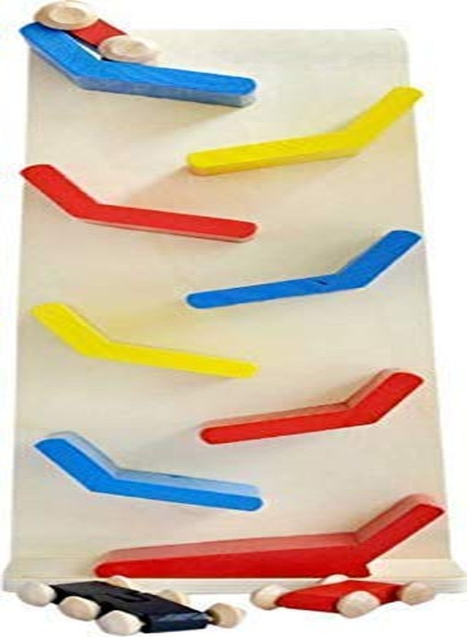 CrazyCrafts Wood Slippery Car-Wooden Mini Car Speed Racing Toy Zig-Zag Drop Game 8 Slant Permanent Fixed Tracks, Pack of 1, Multi color - Image 3