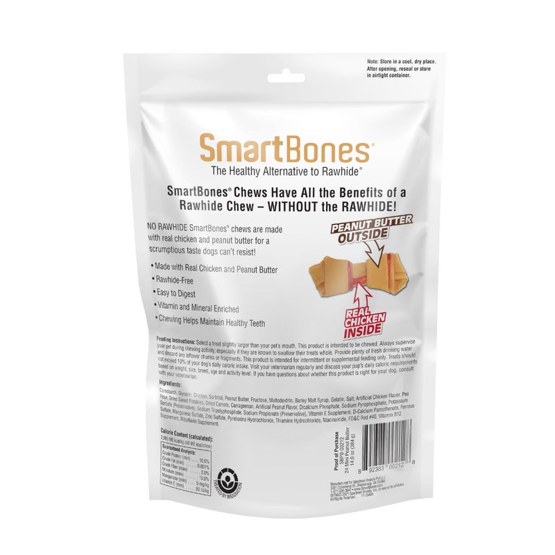 SmartBones Mini Chews With Real Peanut Butter 24 Count, Rawhide-Free Chews For Dogs (Packaging May Vary) - Image 2