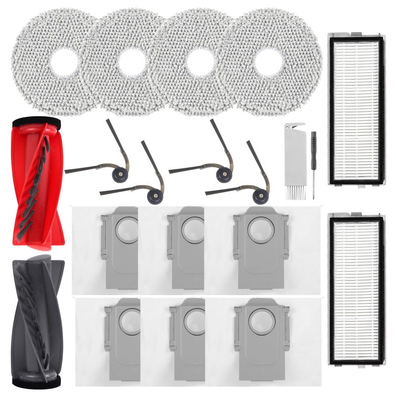 YUEYEE 20 Pack Qrevo S5V Accessories Replacement Parts for Roborock Qrevo S5V CurvCurv S5X EdgeEdge S5A Vacuum Cleaner 1 Main Brush 4 Mop Cloth Pads 4 Side Brushes 2 HEPA Filters 6 Bags 2 tool - Image 2