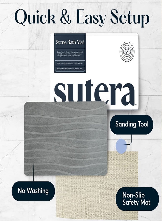 SUTERA - Stone Bath Mat, Diatomaceous Earth Shower Mat, Non-Slip Super Absorbent Quick Drying Bathroom Floor Mat, Natural, Easy to Clean (23.5 x 15 Gray) - Image 4