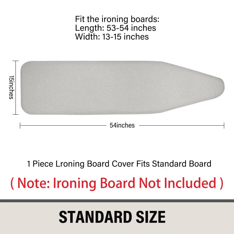 Iwtmm Ironing Board Cover and Pad with Silicone Coating, Thick Scorch-Resistant Padding, Heavy Duty for Home & Professional Use, Fits 15 x 54 Inches Boards, Secure Hook & Loop Fastener (Gray) - Image 5