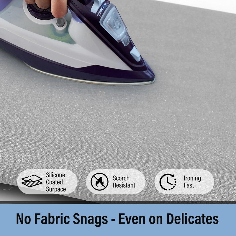 Iwtmm Ironing Board Cover and Pad with Silicone Coating, Thick Scorch-Resistant Padding, Heavy Duty for Home & Professional Use, Fits 15 x 54 Inches Boards, Secure Hook & Loop Fastener (Gray) - Image 2