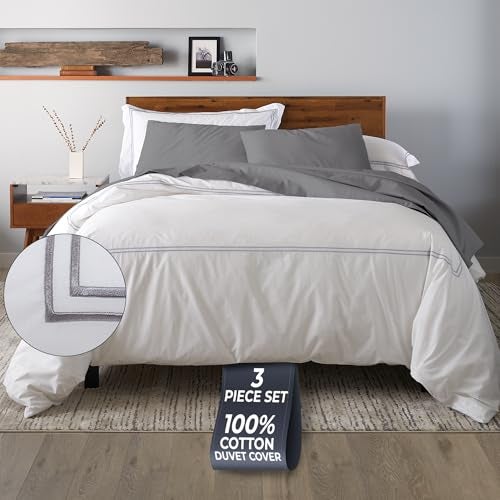 Ella Jayne California King Duvet Cover 3 Pieces 100 Cotton Percale KingCali King Breathable Lightweight Cal King Duvet Cover 1 Piece 106 x 90 Inches with 2 Pillow Shams Stone Design - Image 1