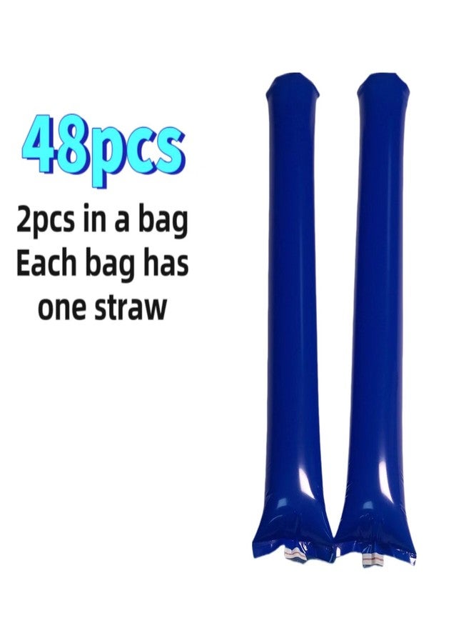 ROSEBB 48pcs Round Head Boom Sticks Thunder Sticks Cheering Sticks Team Spirit Plastic Cheerleading Spirit Stick Clapper Inflatable Noise Maker Sports Supply (Blue) - Image 2