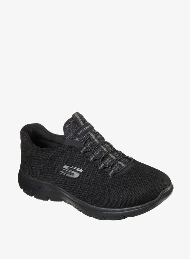 سكيتشرز Women's Monotone Slip-On Waking Shoes with Lace Detail - SUMMITS COOL CLASSIC