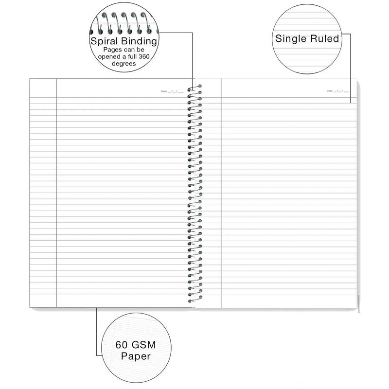 RUSH NOTE BOOKS Semi Rough A4 Size Spiral Notebook Ruled 500 Pages Notebook Ruled | Spiral Register Notebook 500 Pages | Thick Notebooks For Students | Ruled Rough Notebook - Image 2
