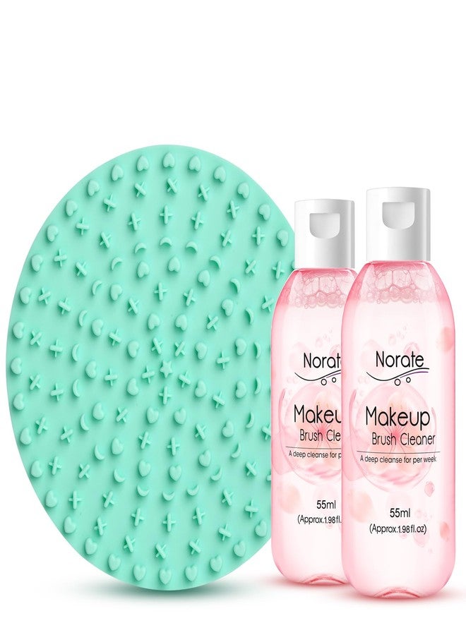 Norate Makeup Brush Cleaner, Make Up Brush Cleaner Cleanser Solution + Brush Cleaner Mat, Makeup Cleaner for Brushes, Sponges, Deep Clean Shampoo, Gentle Formula Cruelty Free & Vegan 3 Pcs Set - Image 1