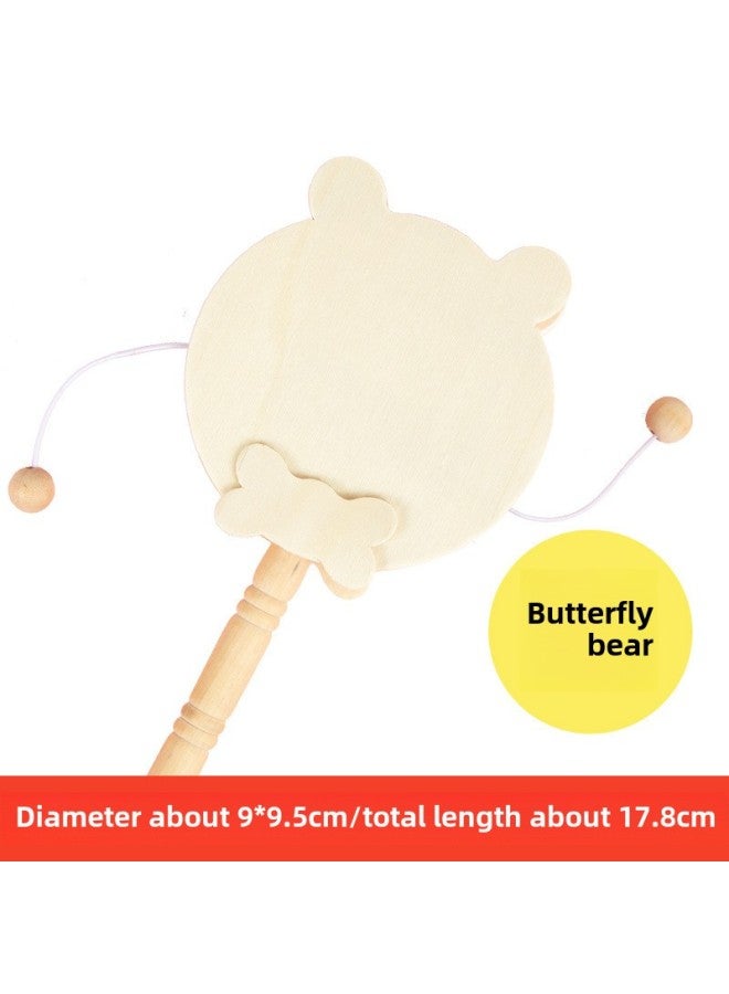 xozgdovg Wooden White Blank Hand Clapper Rattle Sand Hammer Percussion Instrument Children's Handmade DIY Painting Graffiti Coloring Material-Color:White Embryo Wood Rattle 【B】】 - Image 1