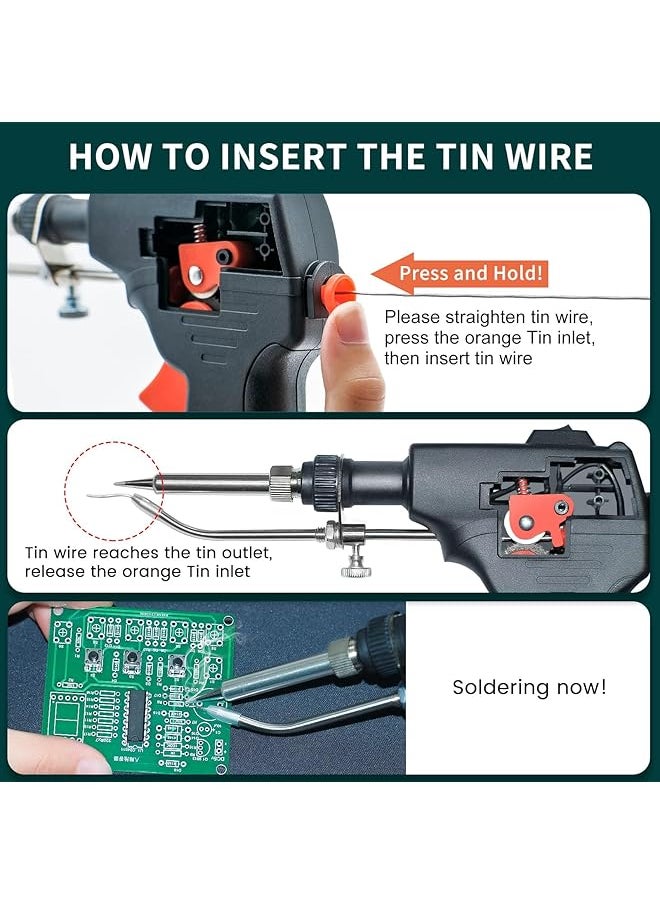 DMG TECH Soldering Iron Kit Automatic Hand Held Soldering Gun Welding Tool With 5Pcs Soldering Tips Desoldering Pump Tweezers Soldering Wires Mini Bracket For Circuit Boards Home Diy Electronics Repair  - Image 2
