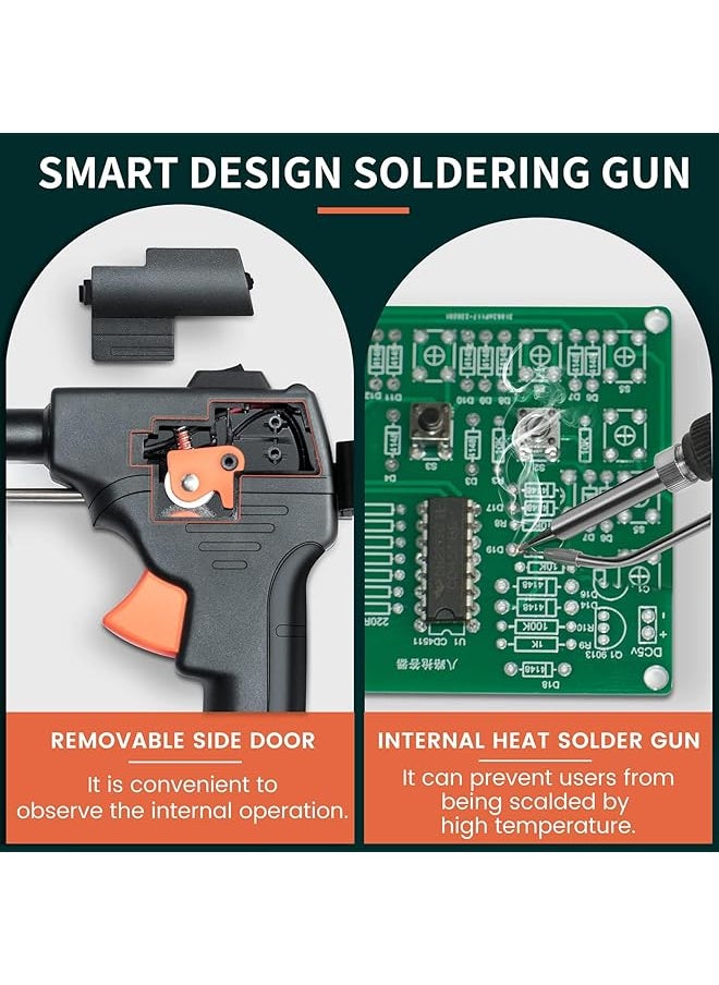 DMG TECH Soldering Iron Kit Automatic Hand Held Soldering Gun Welding Tool With 5Pcs Soldering Tips Desoldering Pump Tweezers Soldering Wires Mini Bracket For Circuit Boards Home Diy Electronics Repair  - Image 5