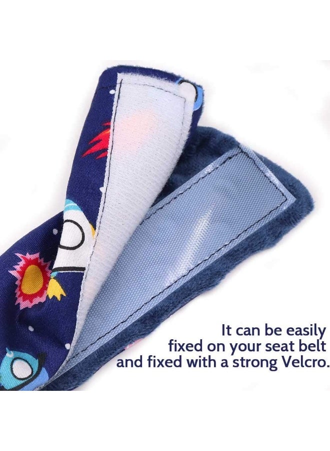 DILIMI غطاء حزام الأمان لكرسي السيارة ديليمي للأطفال - وسادة حزام أمان ناعمة ومريحة للأطفال - تصميم كرتوني لطيف - (عبوتان)  - Image 3