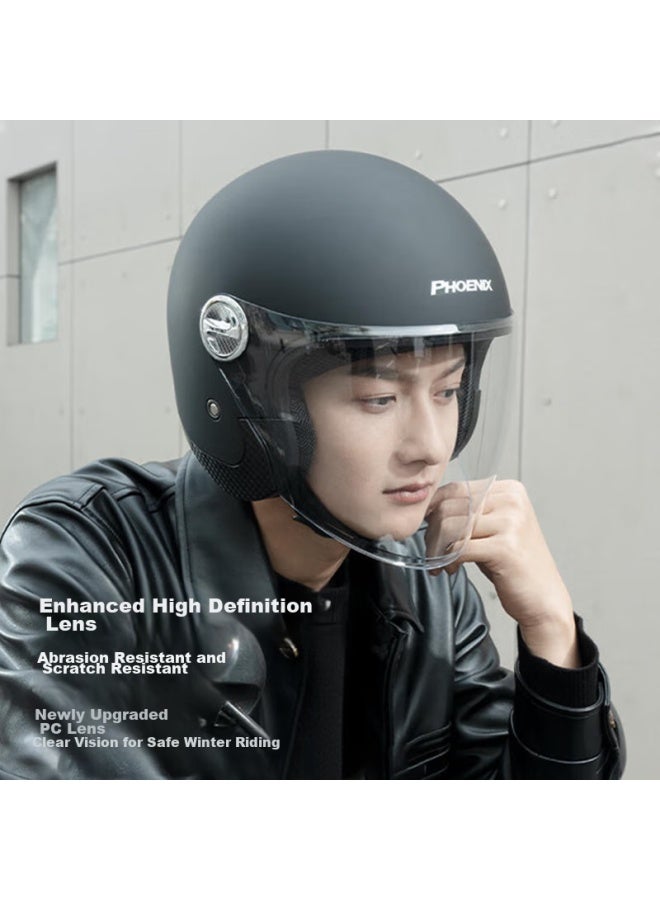 Phoenix 3c Certified Electric Motorcycle Helmet, Retro Style 888 Matte Black, Uni All-season Electric Scooter 3/4 Half Helmet, Winter Riding Safety Helmet, One Size Fits All - Image 5
