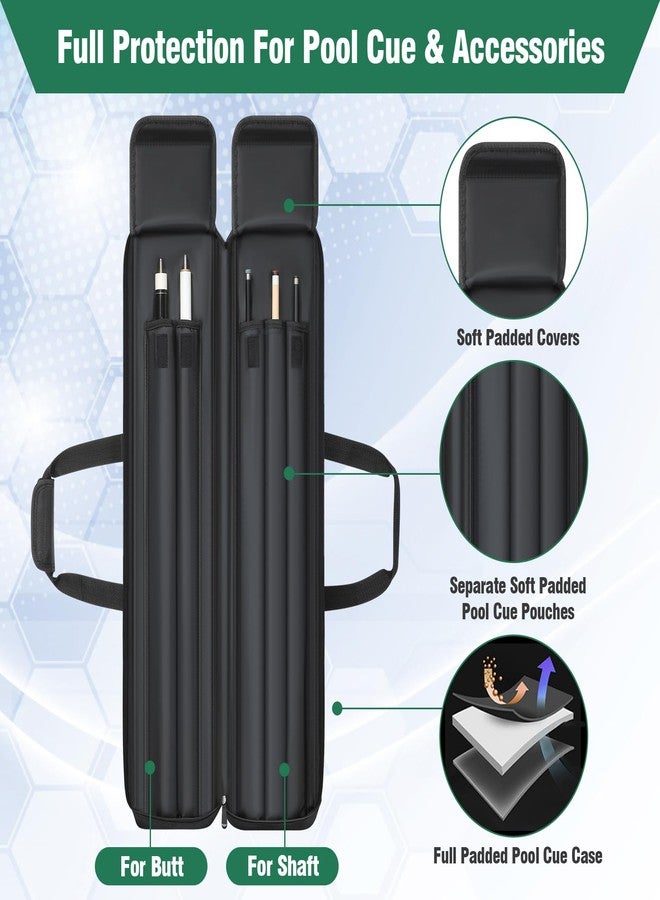 Aleemin Pool Cue Case 2x3, Pool Stick Bag Pool Cue Soft Case with Multi-pocket for 2 Butts and 3 Shafts, Pool Stick Case with Shoulder Straps & Handle for Pool Cue & Accessories ( for 2 Butts & 3 Shafts ) - Image 2