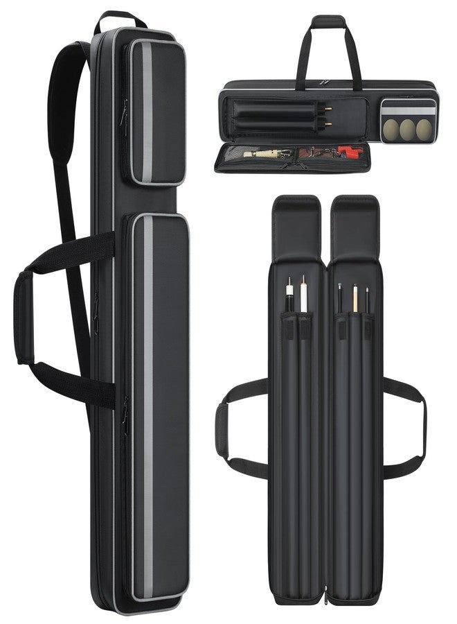 Aleemin Pool Cue Case 2x3, Pool Stick Bag Pool Cue Soft Case with Multi-pocket for 2 Butts and 3 Shafts, Pool Stick Case with Shoulder Straps & Handle for Pool Cue & Accessories ( for 2 Butts & 3 Shafts ) - Image 1