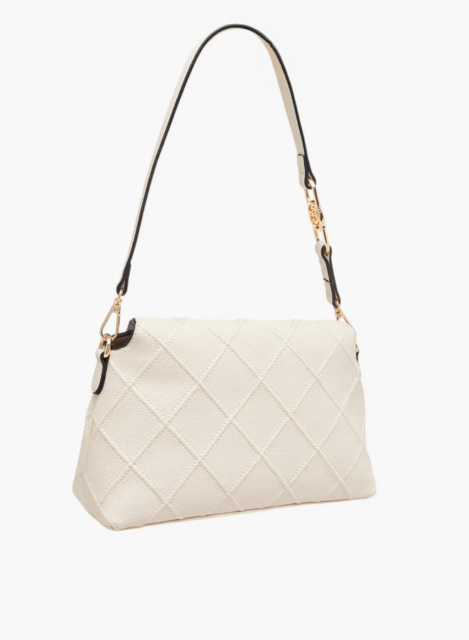 Celeste Quilted Shoulder Bag with Flap Closure and Adjustable Strap