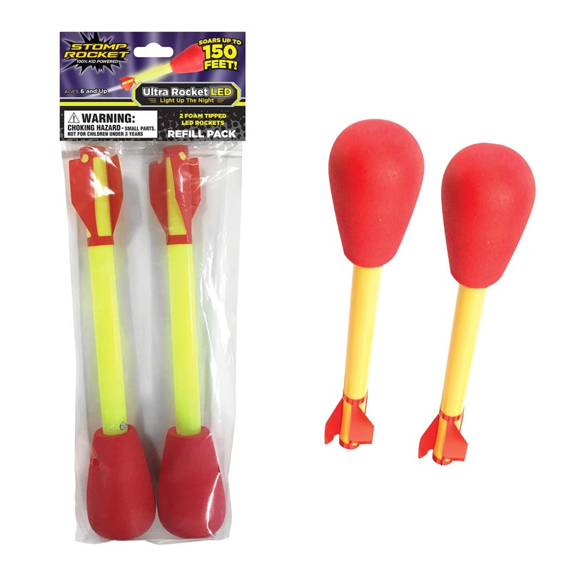 Stomp Rocket Ultra LED Rocket Refills, 2 Rockets - Replacement LED Foam-Tipped Rockets for Kids - Fun Backyard & Outdoor Kids Toys Gifts for Boys & Girls - Image 1