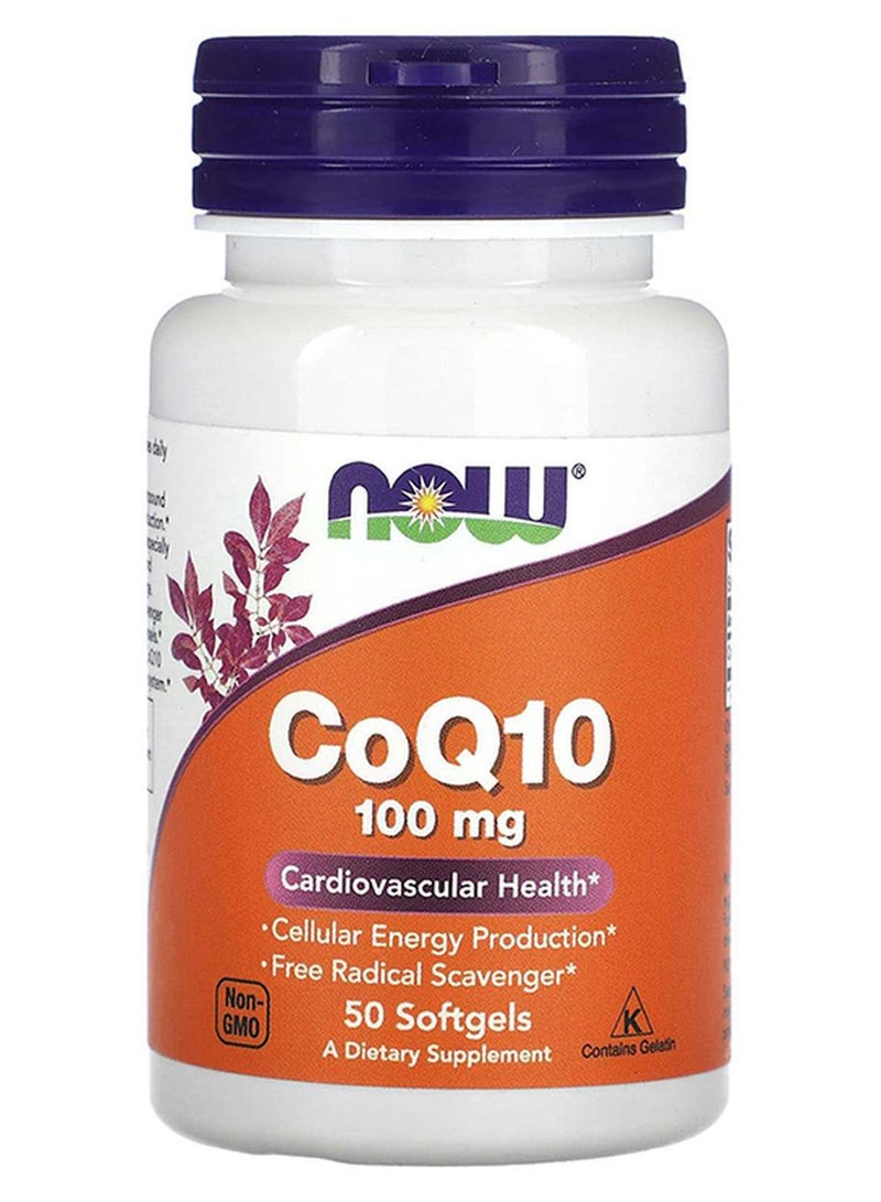 ناو فودز كبسولات مساعد الإنزيم Q-10 بتركيز 100 ملجم، 50 كبسولة هلامية - Image 1