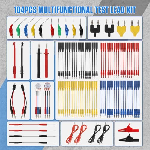 KAISAL Multimeter Test Leads Kit 104PCS Multimeter Leads Kit Multi Function Electrical Back Probe Kit Efficient Automotive Circuit Test Leads Kit Relay Wire Terminal Test Diagnostic Tool with Alligator Clips - Image 2