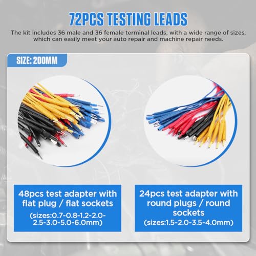KAISAL Multimeter Test Leads Kit 104PCS Multimeter Leads Kit Multi Function Electrical Back Probe Kit Efficient Automotive Circuit Test Leads Kit Relay Wire Terminal Test Diagnostic Tool with Alligator Clips - Image 4