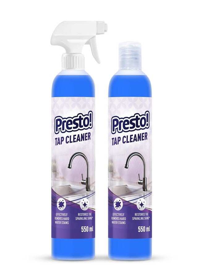 Presto! Amazon Brand - Presto! Tap Cleaner | 1.1 L | 550 ml x Pack of 2 | Removes Hard Water Stain | Restores Sparkling Shine | Limescale & Grime Fighter | For Bathroom, Kitchen, Sink Fitting Taps - Image 1