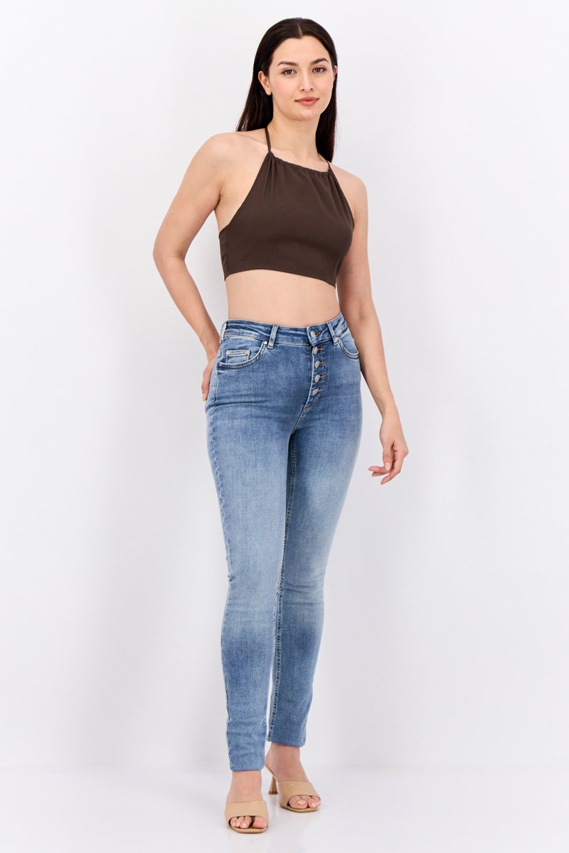 NA-KD بلوزة نسائية بدون أكمام بحمالة عنق، بني شوكولاتة - Image 4