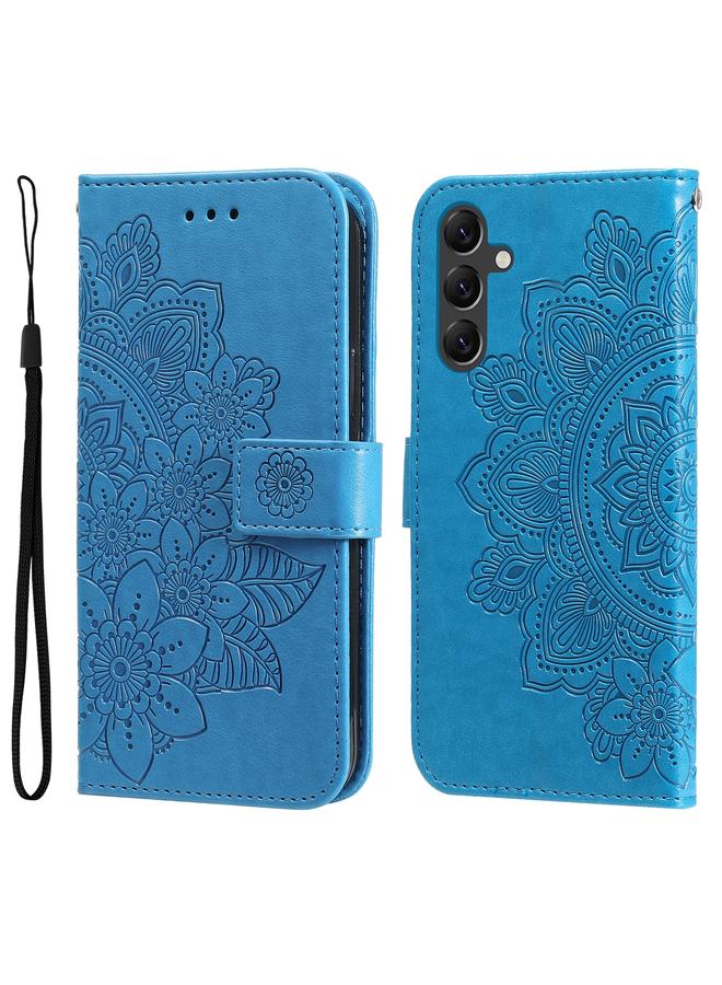 اس-توب جراب لهاتف Samsung Galaxy A15 مصنوع من الجلد بنقشة زهور 7 بتلات - Image 1