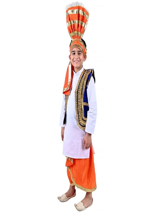 DESI ANDAAZ Punjabi Costume Dress Folk Dance Boys Set of 4(Kurta,Lungi,Jacket& Turra) Indian State Giddha Baisakhi Bhangra Dance Dress for Kids - Image 2