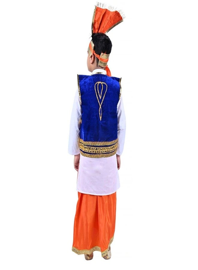 DESI ANDAAZ Punjabi Costume Dress Folk Dance Boys Set of 4(Kurta,Lungi,Jacket& Turra) Indian State Giddha Baisakhi Bhangra Dance Dress for Kids - Image 4