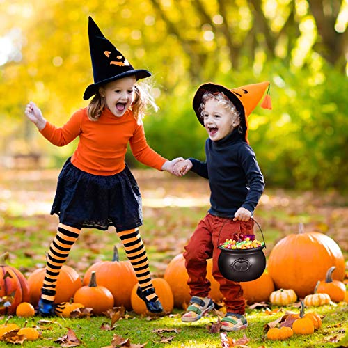 Hemoton 7Pack Halloween Cauldron with Handle Black Cauldron Candy Bucket Candy Kettle for Halloween St Patrick Day Party Decoration attached 6PCS Eyeballs - Image 3