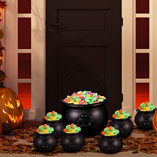 Hemoton 7Pack Halloween Cauldron with Handle Black Cauldron Candy Bucket Candy Kettle for Halloween St Patrick Day Party Decoration attached 6PCS Eyeballs - Image 4