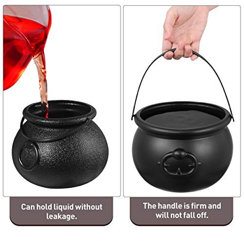 Hemoton 7Pack Halloween Cauldron with Handle Black Cauldron Candy Bucket Candy Kettle for Halloween St Patrick Day Party Decoration attached 6PCS Eyeballs - Image 5
