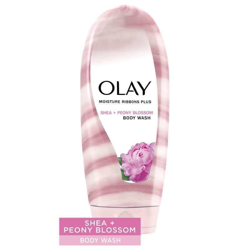 Olay Body Wash for Women, Moisture Ribbons Plus, Deep Conditioning & Moisturizing Formula, Long Lasting Smooth Soft Skin, For All Skin Types, Shea Butter & Peony Blossom Scent, 18 fl oz (Pack of 4) - Image 4