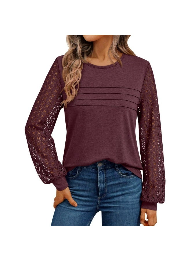 general AUTOMET Women's Long Sleeve Tops Dressy Casual Shirts 2025-2026 Fall Outfits Lace Business Blouses Cute T-Shirts Work Clothes - Image 1