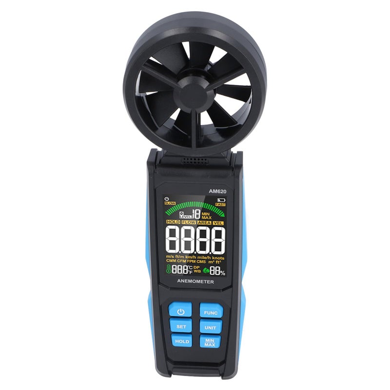 Digital Anemometer with Backlit LCD Screen Wind Speed Temperature Meter 180 Degree Rotating - Image 3