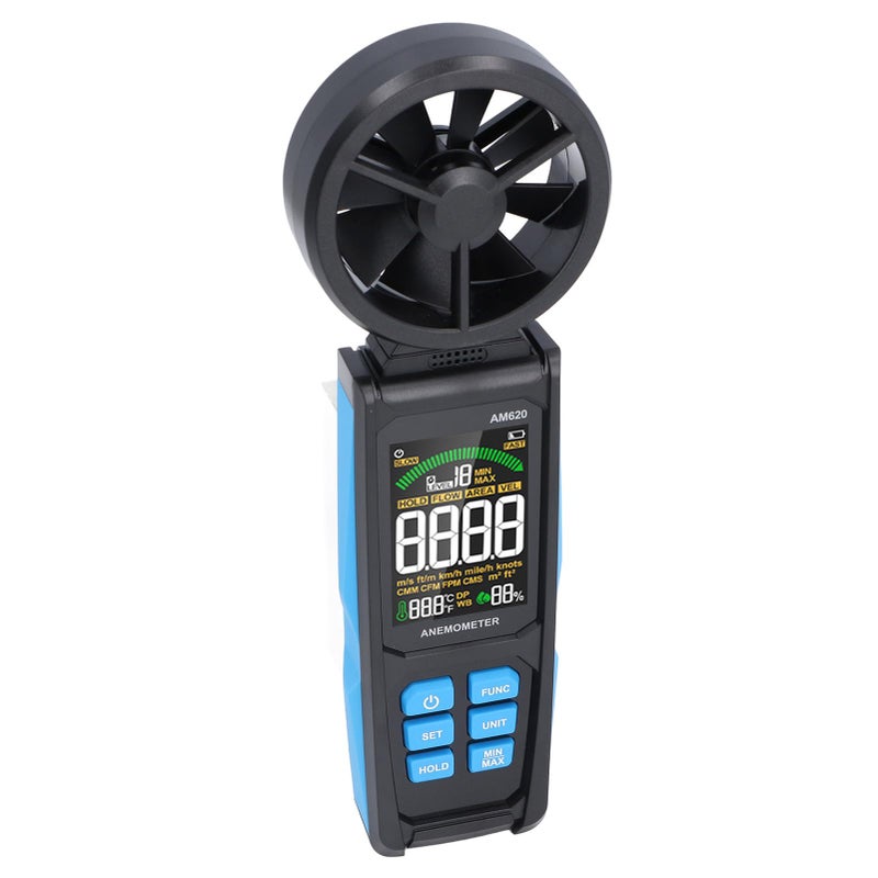 Digital Anemometer with Backlit LCD Screen Wind Speed Temperature Meter 180 Degree Rotating - Image 5