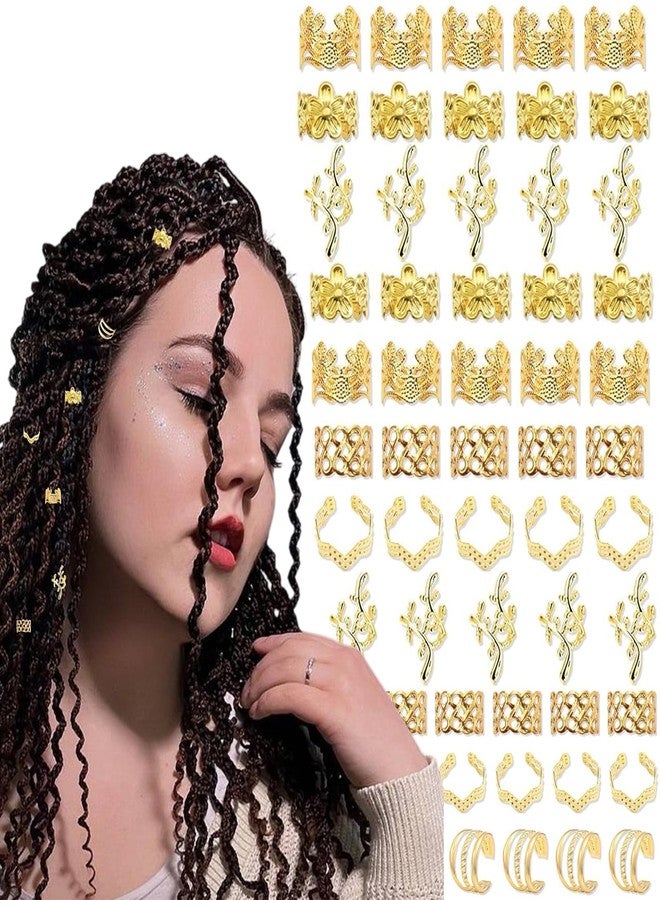 RUSTAMM 60 PCS Hair Jewelry for Braids Gold Braid Clips Style Dreadlock Jewelry Metal Braids Accessories Hair Decoration for Women (Gold) - Image 1