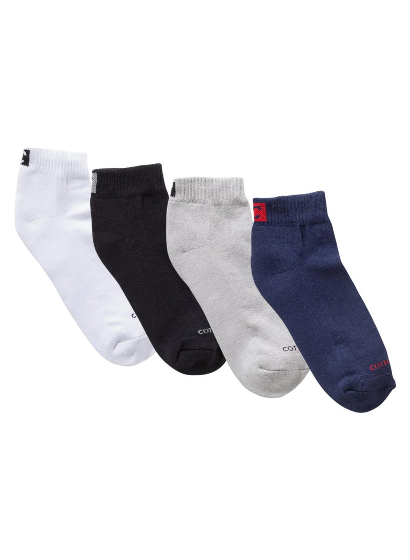 COTTONIL Pack of 4 Plain Color Cotton Socket Socks for Men - Image 1