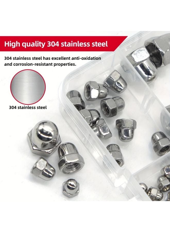 50pcs Stainless Steel Acorn Nut Set M3 to M8 Hex Dome Caps Polished Finish - Image 4