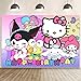 BNFUO Kawaii And Friends Birthday Decorations Happy Birthday Banner Backdrop for Kids Birthday Party Supplies 5x3ft - Image 3