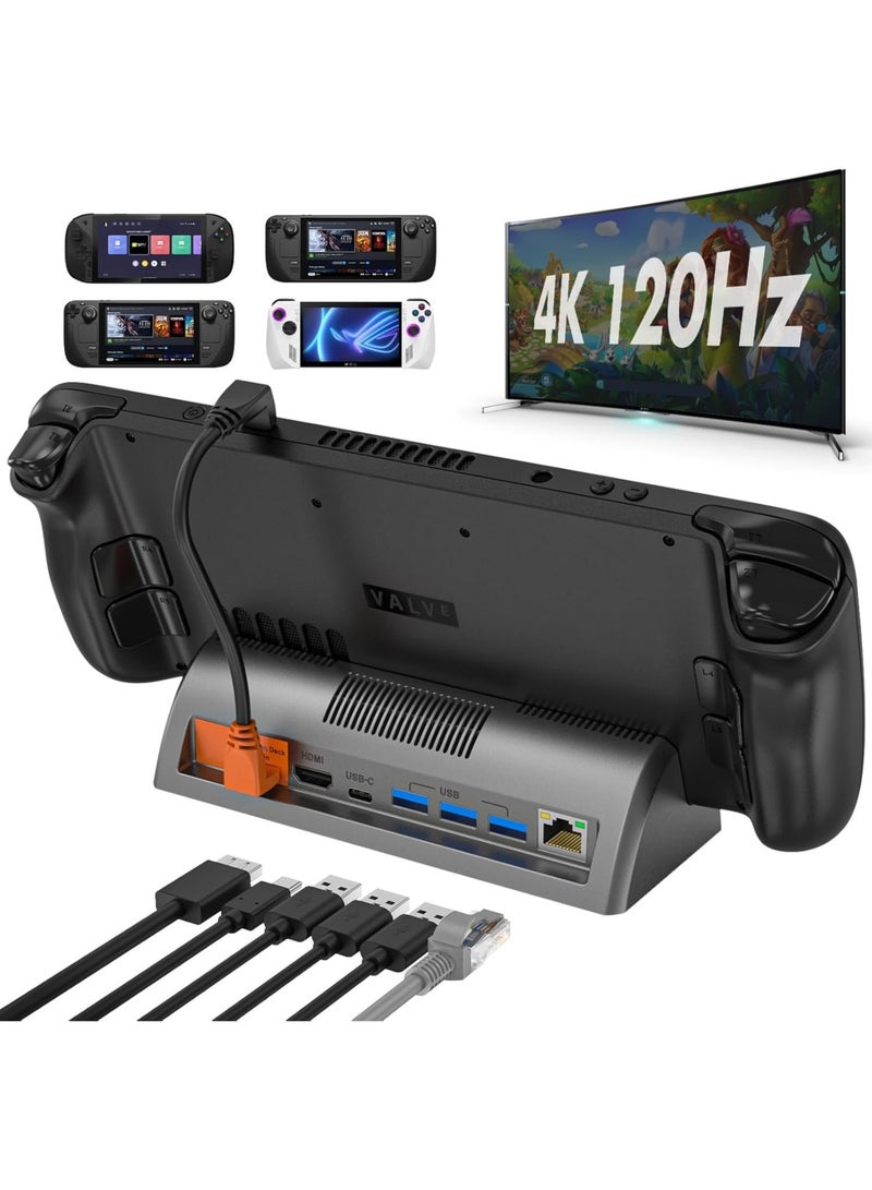 LAESO Docking Station for Steam Deck/Rog Ally/Switch/Legion Go/Tablet/Smartphone, Steam Deck Dock Supports 4K@120Hz HDMI Display Output, Steam Deck Docking Station with Gigabit Ethernet and 3 USB 3.0 Ports - Image 1