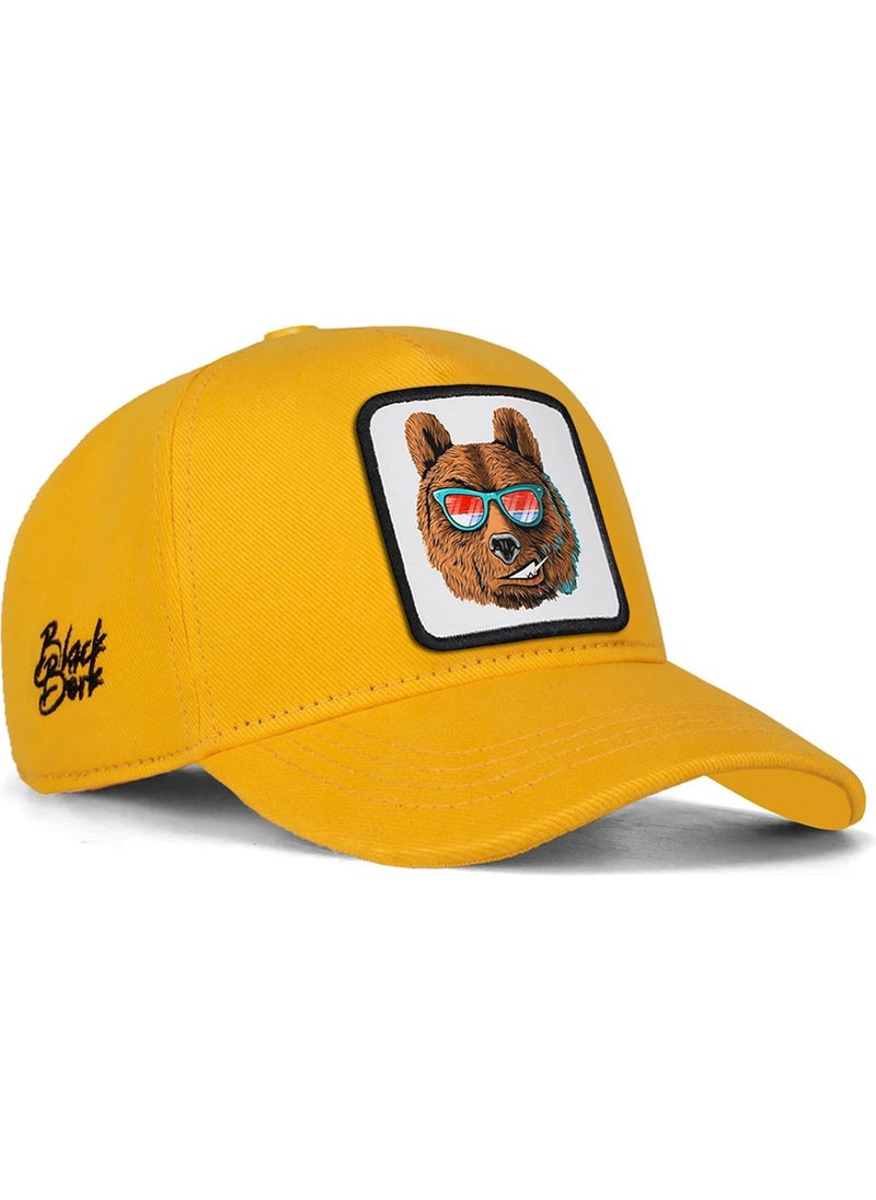 Black Börk Blackbörk V1 Baseball Kids Bear - Yellow Kids Hat (Cap) with 3 Code Logo  - Image 1