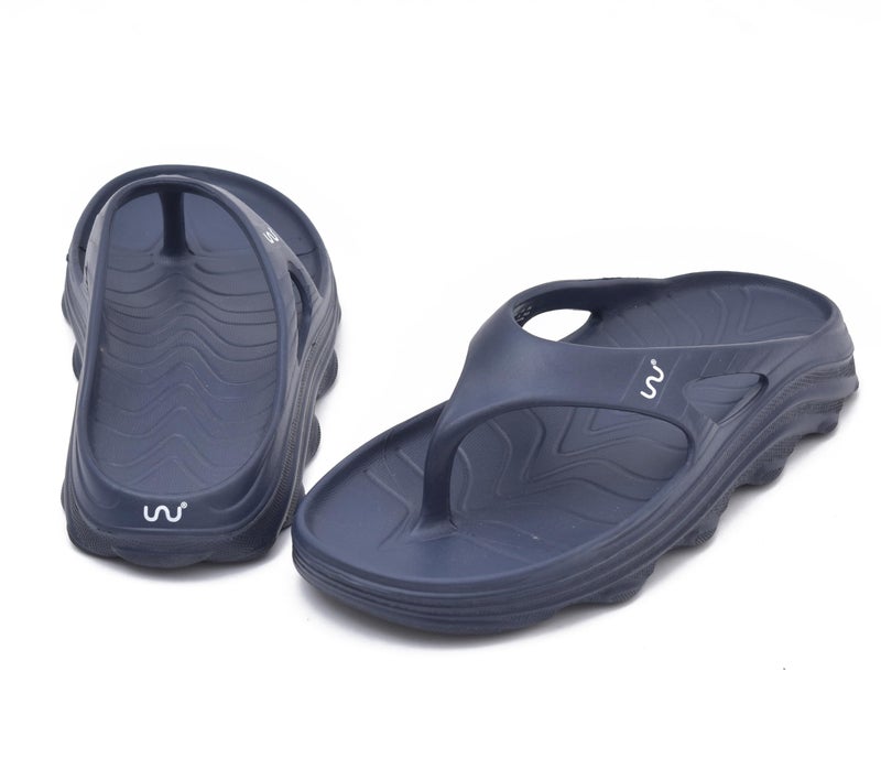 doubleu Recovery Slipper|Soft Doctor Anti-Skid Slipper for Men|Riva|Slides, Flip-Flops, Chappals (11,Navy+Blue) - Image 2