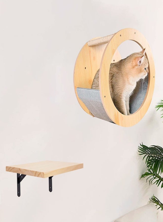 LhyBtm 2-Pack Cat Wall Shelves 9.8 x 7.8 Inch/25 x 20 cm Wood Cat Step Cat Shelf Cat Wall Furniture for Jumping Playing Lounging - Image 5