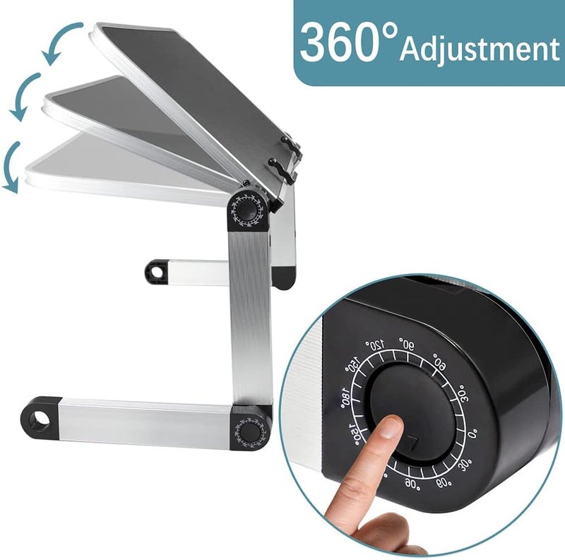 Goodern Multifunctional Book Holder and Laptop Stand - Hands-Free Reading With Page Clips, Ergonomic for Bed and Sofa, Adjustable Heights and Angles, Collapsible - Black - Image 3