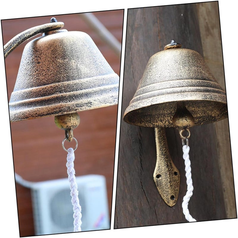 Vintage Large Cast Iron Doorbell Wall Wind Bell Hanging Decor Retro Courtyard Ornament for Home and Cafe Decoration, - Image 3