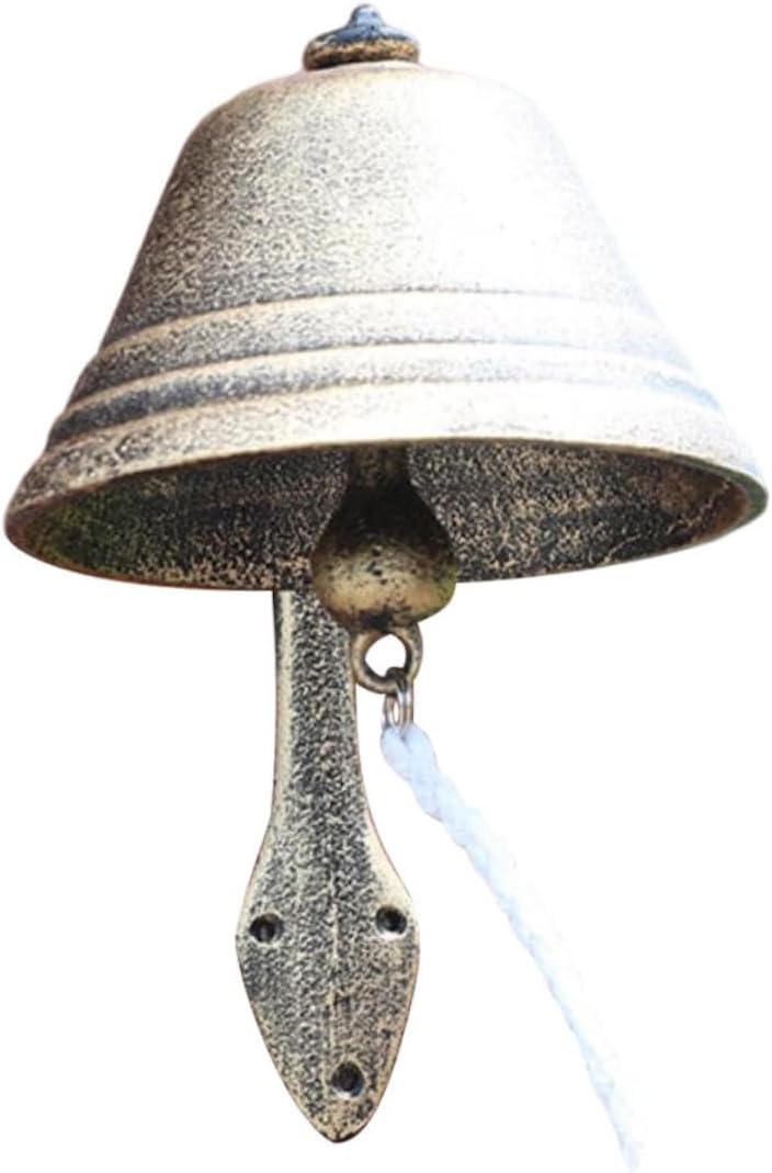 Vintage Large Cast Iron Doorbell Wall Wind Bell Hanging Decor Retro Courtyard Ornament for Home and Cafe Decoration, - Image 1